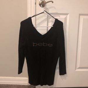 BEBE off shoulder fuzzy sweater